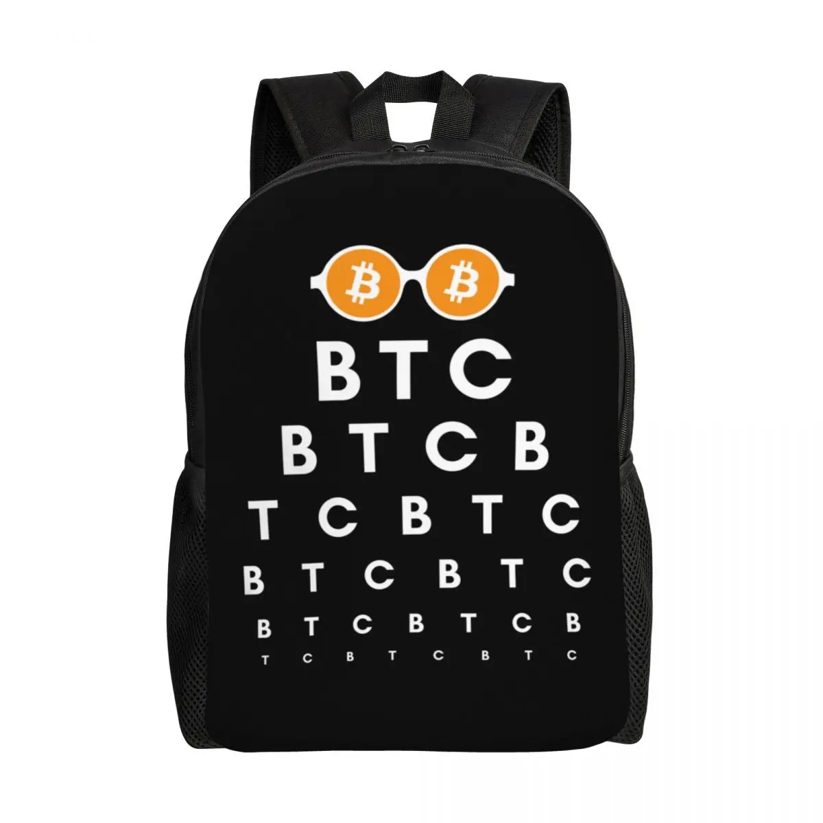 Personalized Bitcoin Vision Test Backpacks Men Women Basic Bookbag for School College Snellen Chart Eye Exam Bags