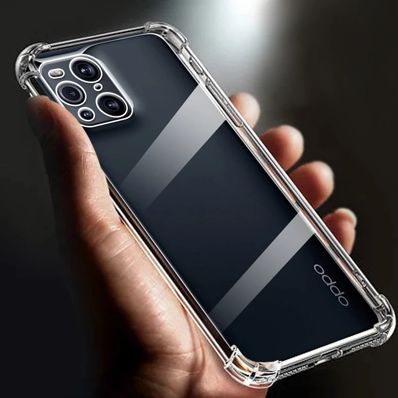 

Thickened Airbag Shockproof Clear Soft Tpu Phone Case 6.7" For Oppo Find X3 Pro case 5G. Transparent Back Cover CPH2173 cases