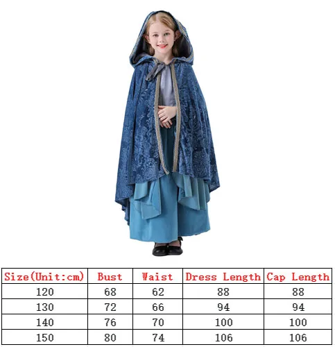 Disguise Arwen Cosplay Blue Dress Cloak Kids Children Costume Roleplay Cape for Girls Fancy Cloth Halloween Carnival Party Suit