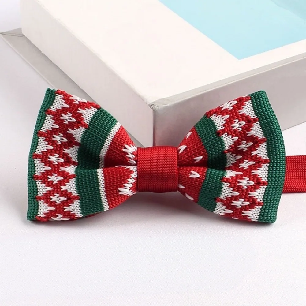 Funny Snowflake Knitted Christmas Necktie Adjustable Strap Soft Xmas Shirt Tie Heart Polka Dot Cravat Suit Accessories