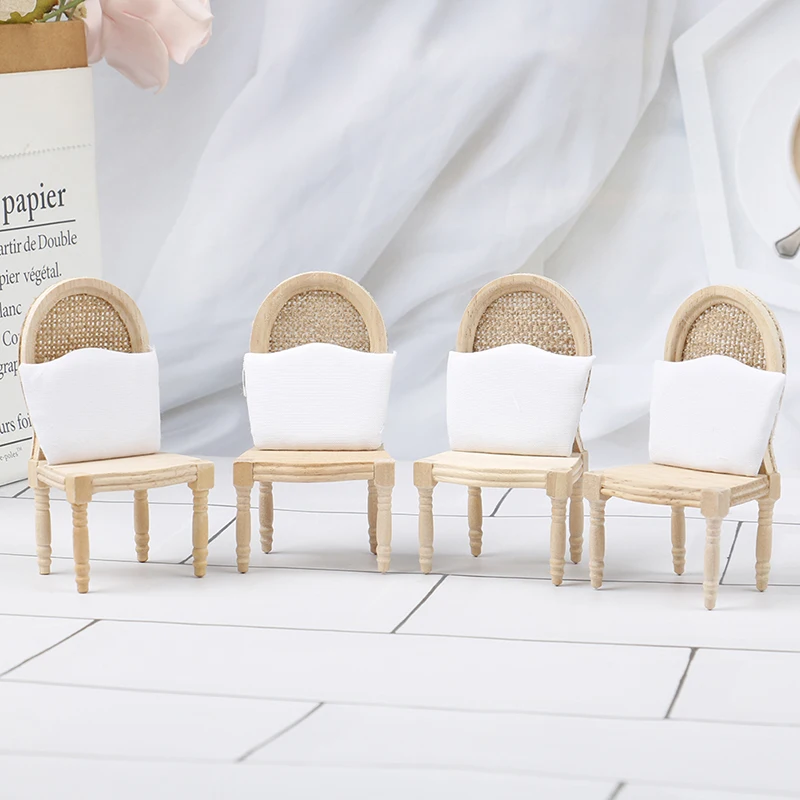 5Pcs/Set 1:12 Dollhouse Miniature Wooden Dining Table Chair Set Doll House Kitchen Furniture Toy