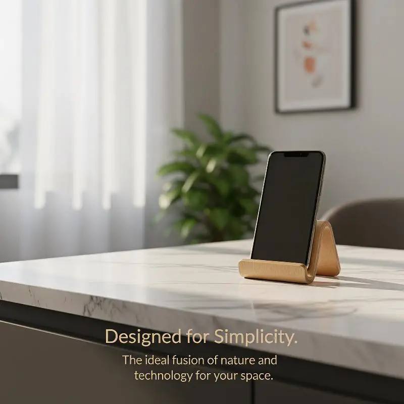 

Natural Wooden Mobile Phone Tablet Holder Creative Anti-Slip Stand for Desktop Decoration Office Use