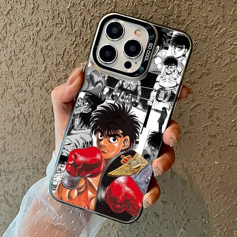 الملاكمة H-Hajime no Ippo جراب هاتف آيفون 17,16,15,14,13,12,11 برو ماكس Blcak ماتي غطاء مقاوم للصدمات