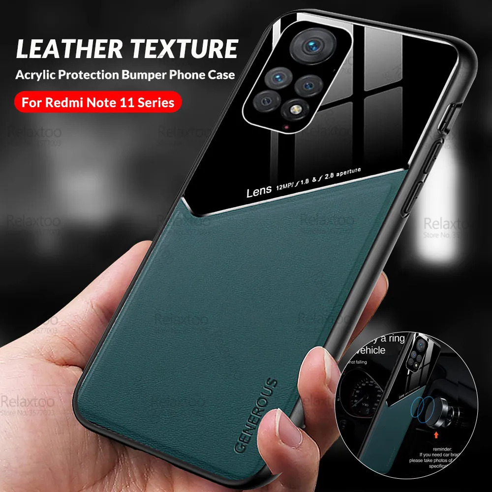 Leather Car Magnetic Holder Case For Xiaomi Redmi Note 11 Pro 5G Xiomi Redmy Note11 11Pro Plus 11S 4G Silicone Shockproof Coque