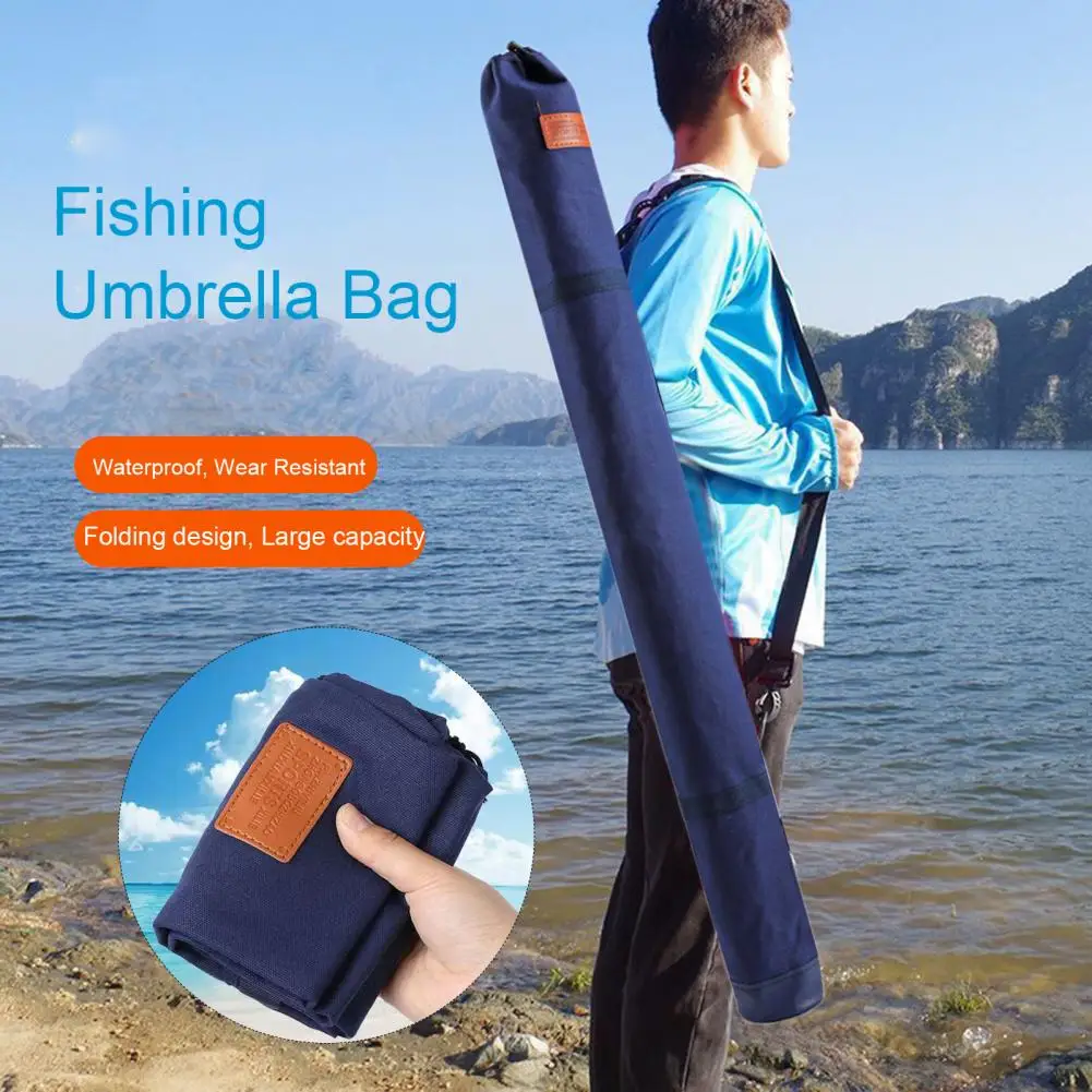 120/130/140cm Fishing Umbrella Bag Waterproof Canvas Strap Foldable Fishing Rod Tools Carrier Pouch Outdoor Fishing Accessories