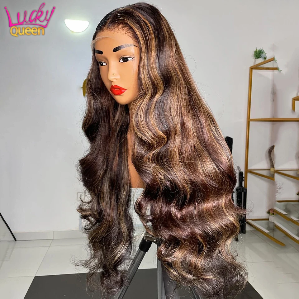 4 30 Highlight Lace Front Wig Human Hair 13x4 Body Wave Lace Front Wigs Human Hair Chocolate Blonde Lace Wigs for Black Women