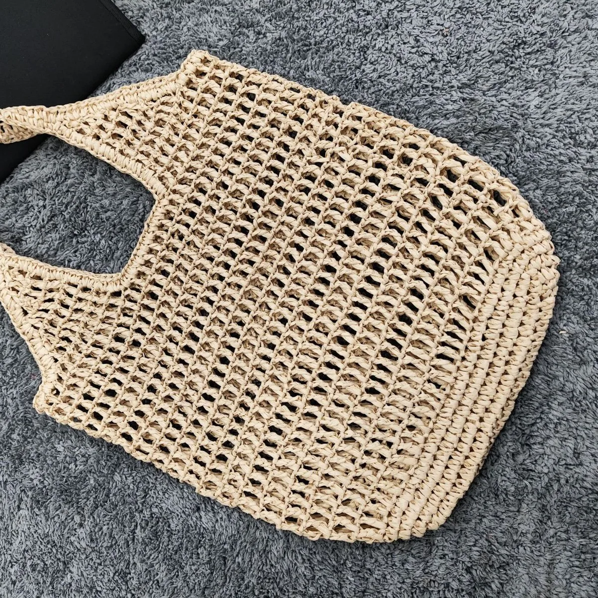 Hollow Knitting Tote Shoulder Bag Bohemian Woven Bags for Women Handbags Summer Soft Beach Bag NEW Vacation Shopper Purses Chic view 5