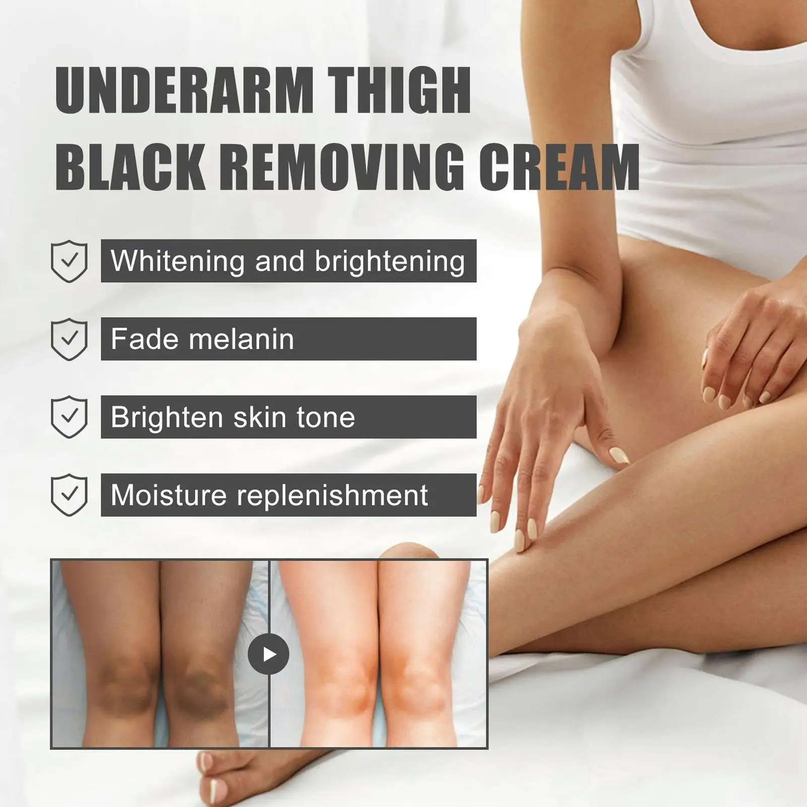 Melanin Removal Cream for Dark Skin, Improves Dry Lines, Prevents Greasy Build up  Ideal for Underarms and Thighs