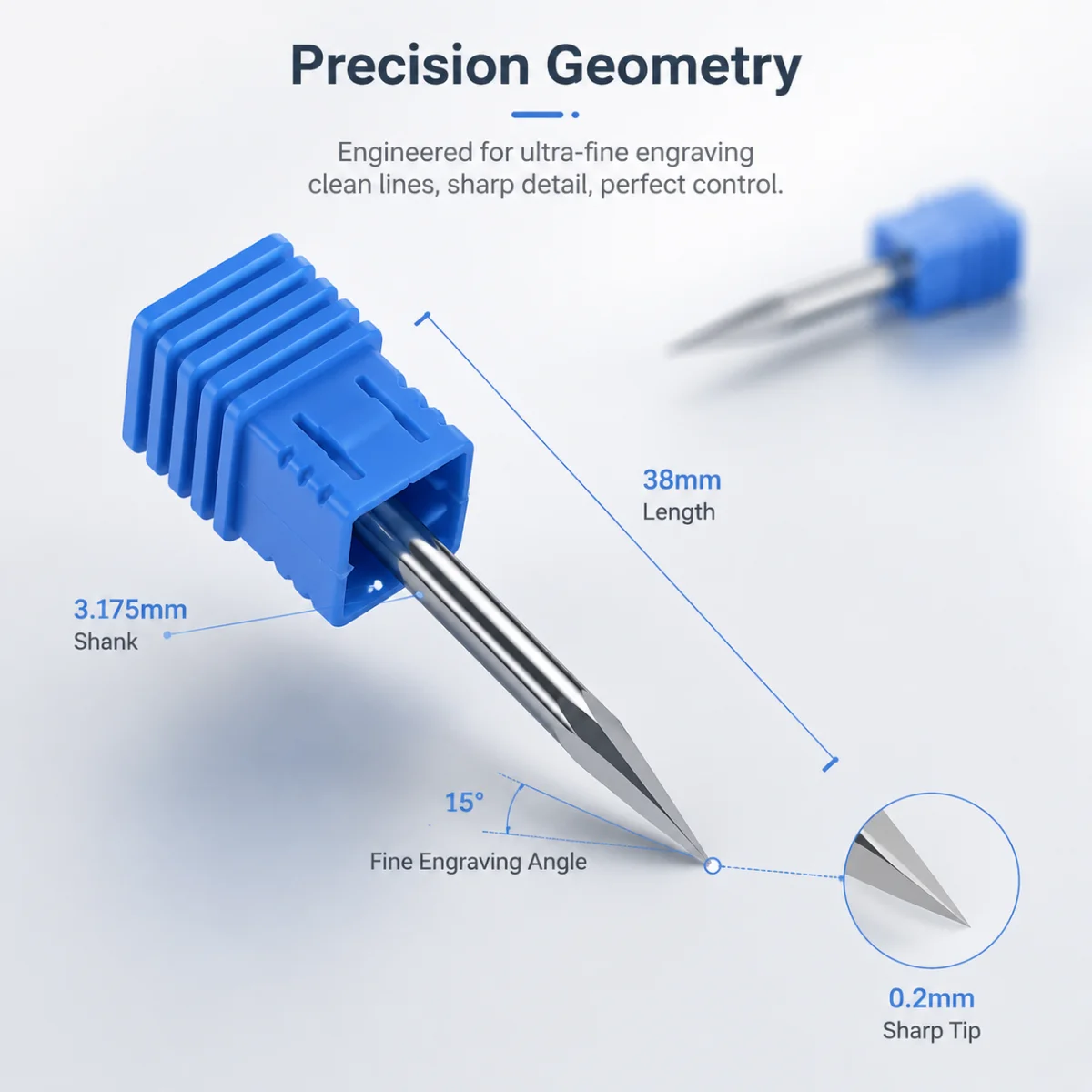 

3.175x0.2mm 15 Degree 3-Edge V Sharp CNC Router Bits Tungsten Steel Solid Carbide Engraving Cutters Carving Tools for Wood Metal