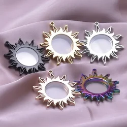 1pc Stainless Steel Sun Relicario Photo Locket Pendant Floating Charms Glass Lockets Reliquary Pendant For Jewelry Making Gift