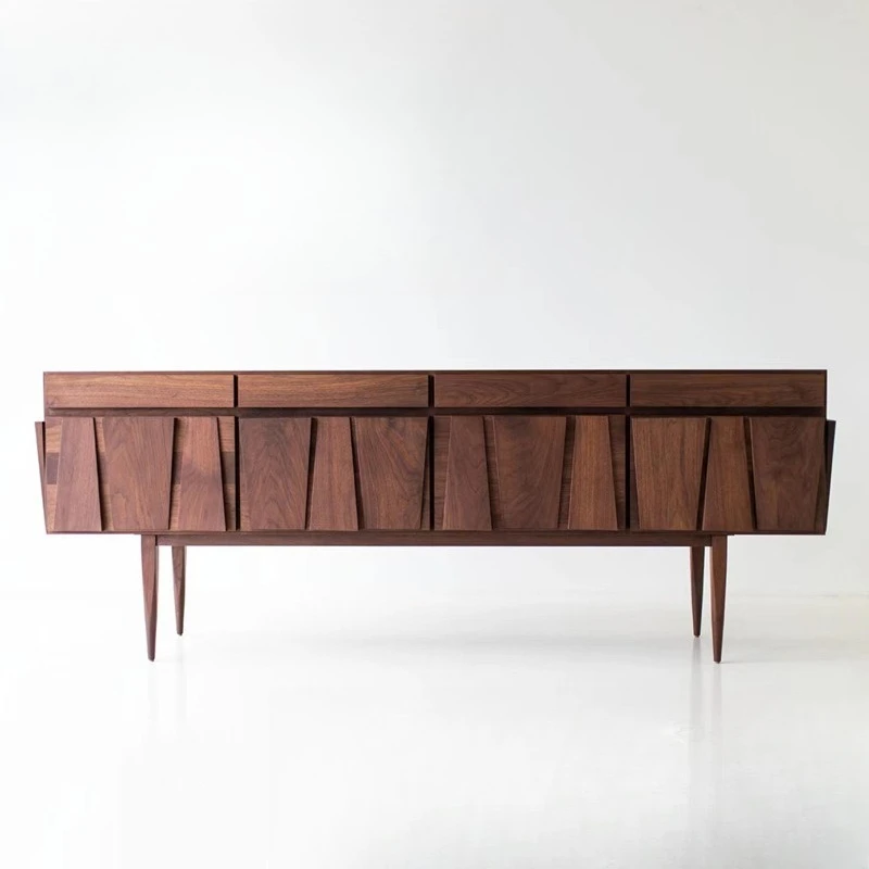 

Solid wood side cabinet irregular light luxury strip cabinet dining side decorative