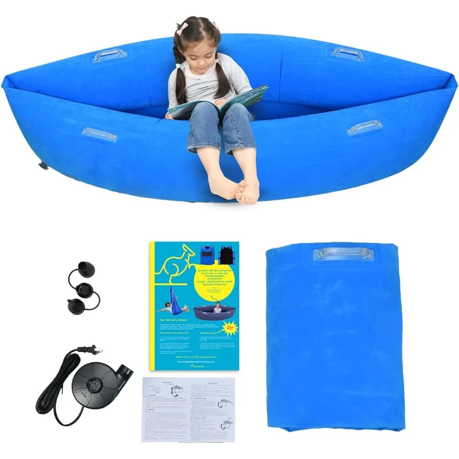 

Надувное сенсорное кресло Peapod с электрическим воздушным насосом — мягкая ткань, пастельно-розовый, портативный и безопасный дизайн