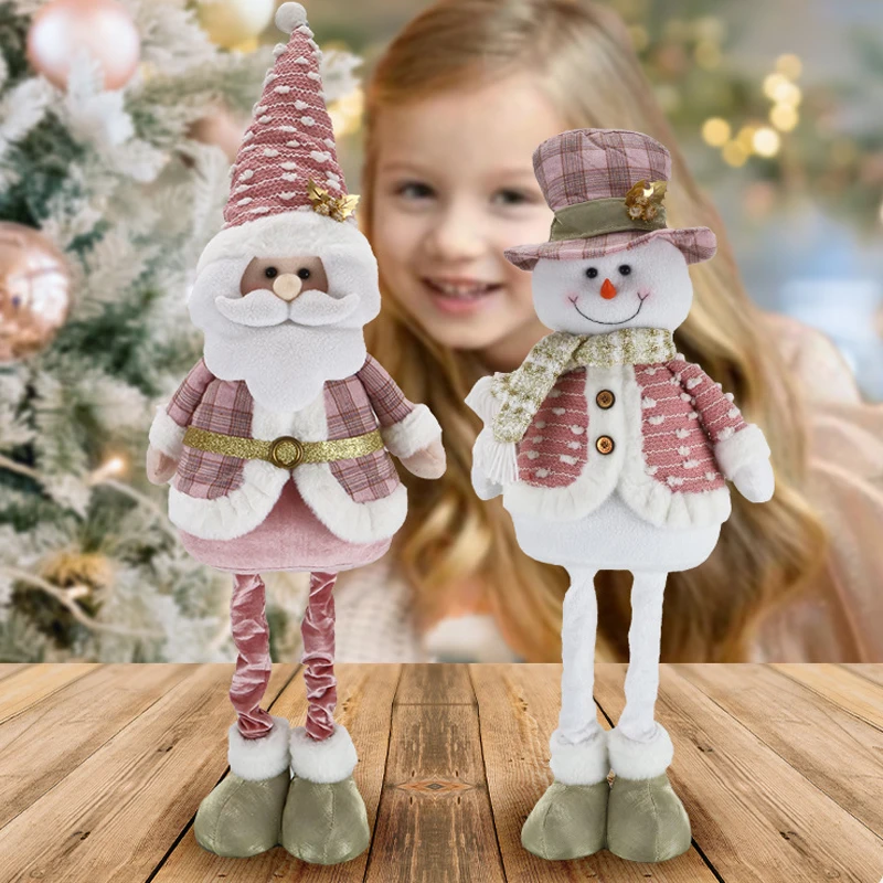 

2024 New 90CM Pink Telescopic Christmas Doll Merry Christmas Decorations For Home Window DisplayBedroom Decoration Ornaments