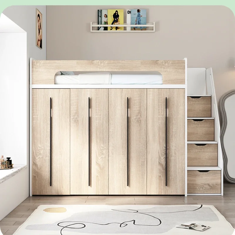 

Nordic Top Cabinets under Bed Step-Free Multi-Functional Pull-out Door Bed with Wardrobe Space-Saving Integrated Minimalist