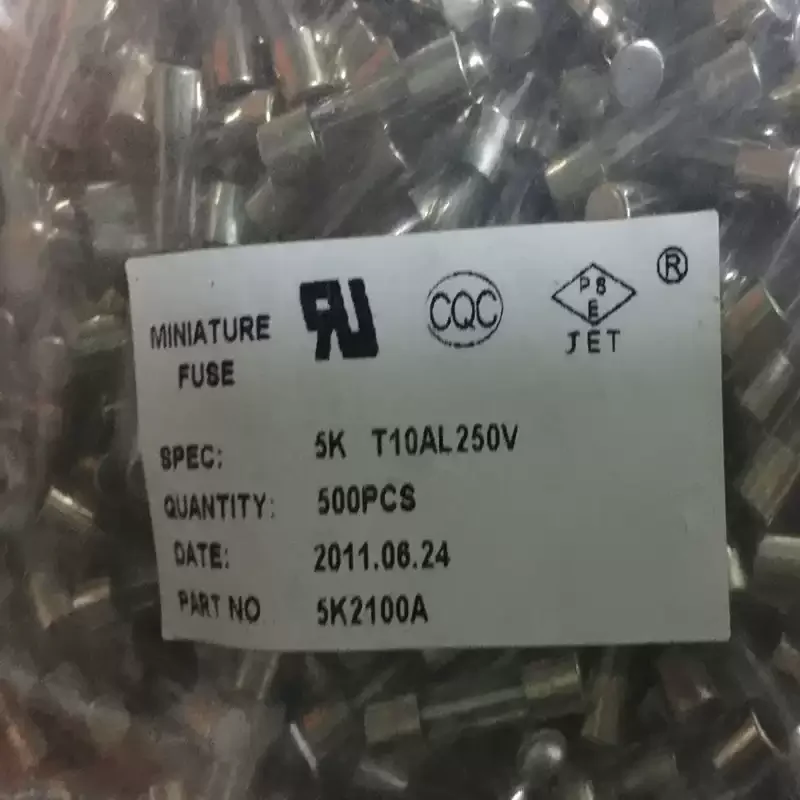 30-100pcs Glass fuse fuse fuse tube 5 * 20mm-T10A 250V slow melting protector fuse wire