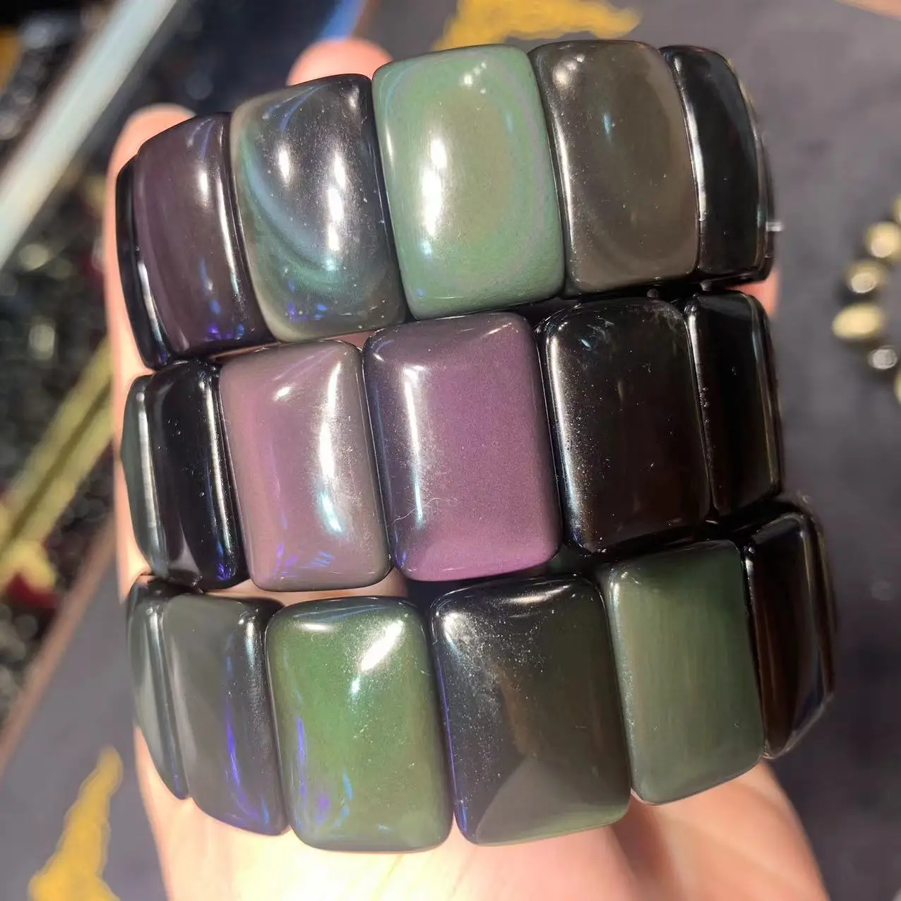 

Rainbow Obsidian Stone Beads Bracelet Natural Gemstone Jewelry Bangle For Women For Gift Wholesale !