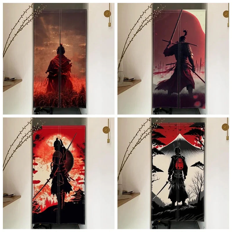 Samurai Japanese Door Curtain Moon Armor Partition Kitchen Doorway Japanese Style Home Decoration Restaurant Custom Curtains