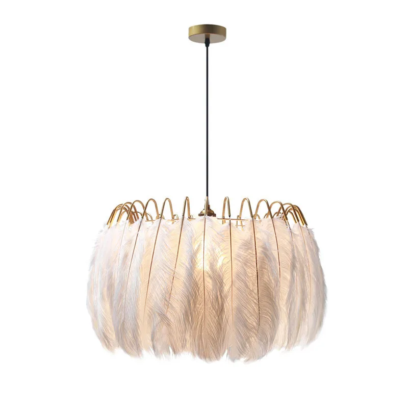 

Feather lamp ins Internet celebrity chandelier Modern simple creative warm romantic girl bedroom lighting Nordic lamps
