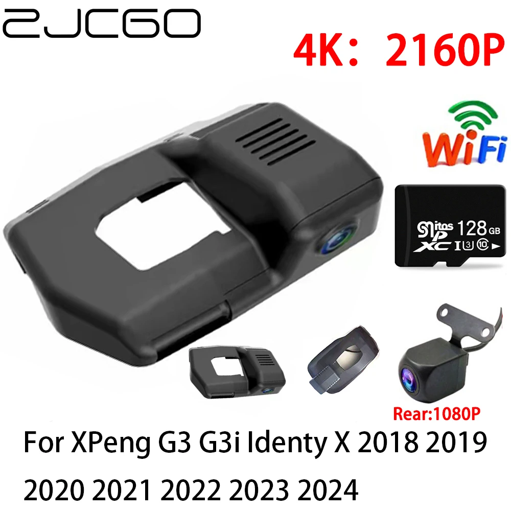 

ZJCGO 2K 4K Car DVR Dash Cam Wifi Front Rear Camera 2 Lens 24h for XPeng G3 G3i Identy X 2018 2019 2020 2021 2022 2023 2024