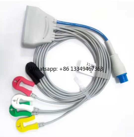 

Manufacturer Compatible Telemetry Leadwire MX40 Device Use 5 Leadwires Cable with Spo2, 989803171931, with Mono Lock Grabber Fa