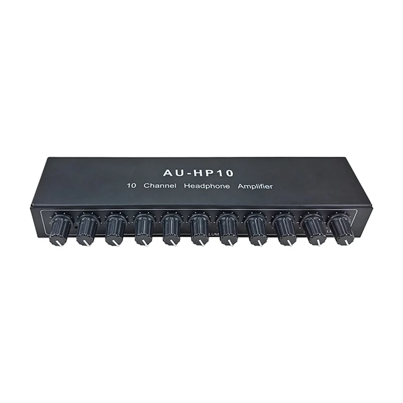 

AU-HP10 10 Channel Stereo Headphone Amplifier Audio 1Input 10 Output Preamplifier -Control NJM4556A DC12-24V