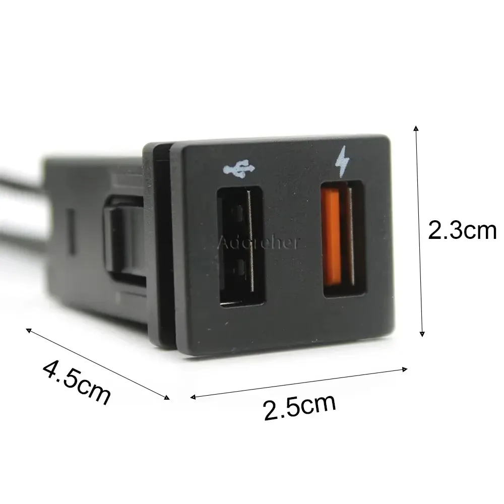 Car USB Charger Quick Charge QC3.0 Auto Phone Charging Adapter Button For Toyota Corolla RAV4 Prado 2018 2019 2020 2021