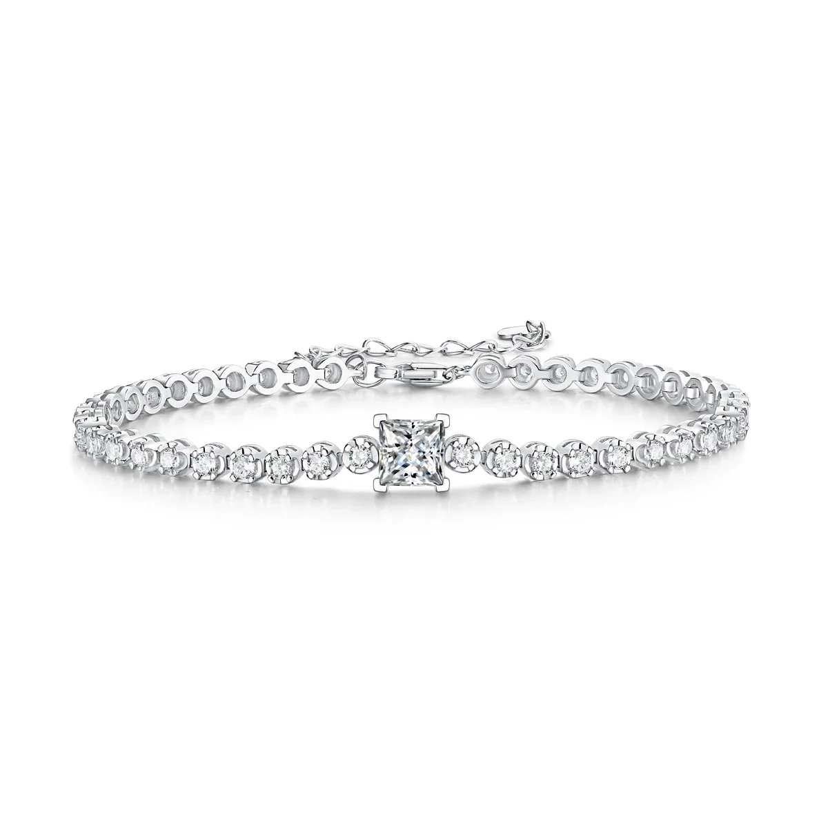 

925 sterling silver tennis bracelet with moissanite tesseract bracelet classic simple high jewelry