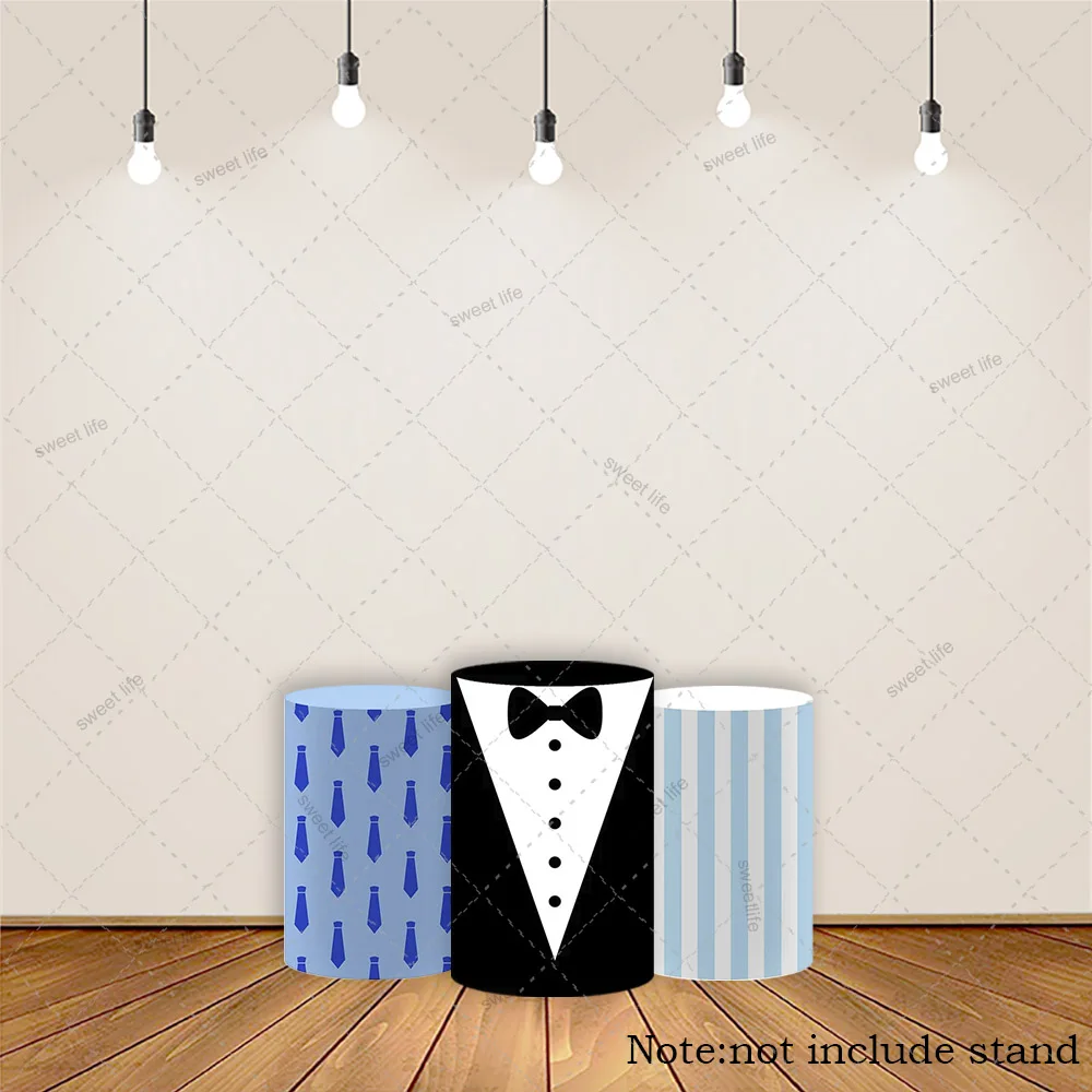 

Boys Birthday Party Cylinder Covers Bow Boss Blue Baby Shower Kids Father Festa Parties Decor
