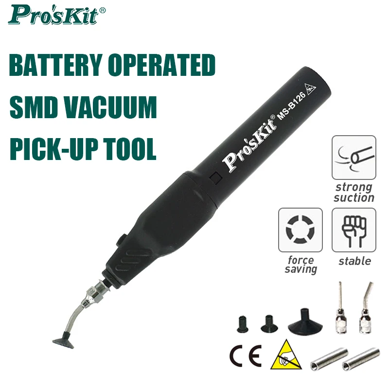 Pro'sKit Anti-static Electric Suction Pen with Three Vacuum Suction Cups for CPU Optical Components and Electronic Repair Tools