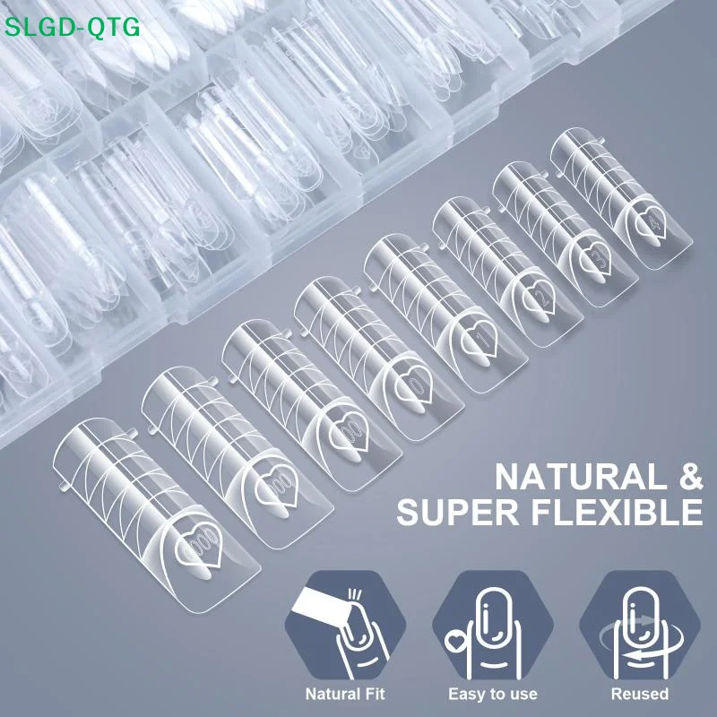 NEW 150pcs Clear Dual Nail Forms Kit With Pre Printed Guides Multiple Sizes For Home DIY Nail Art Salon Use