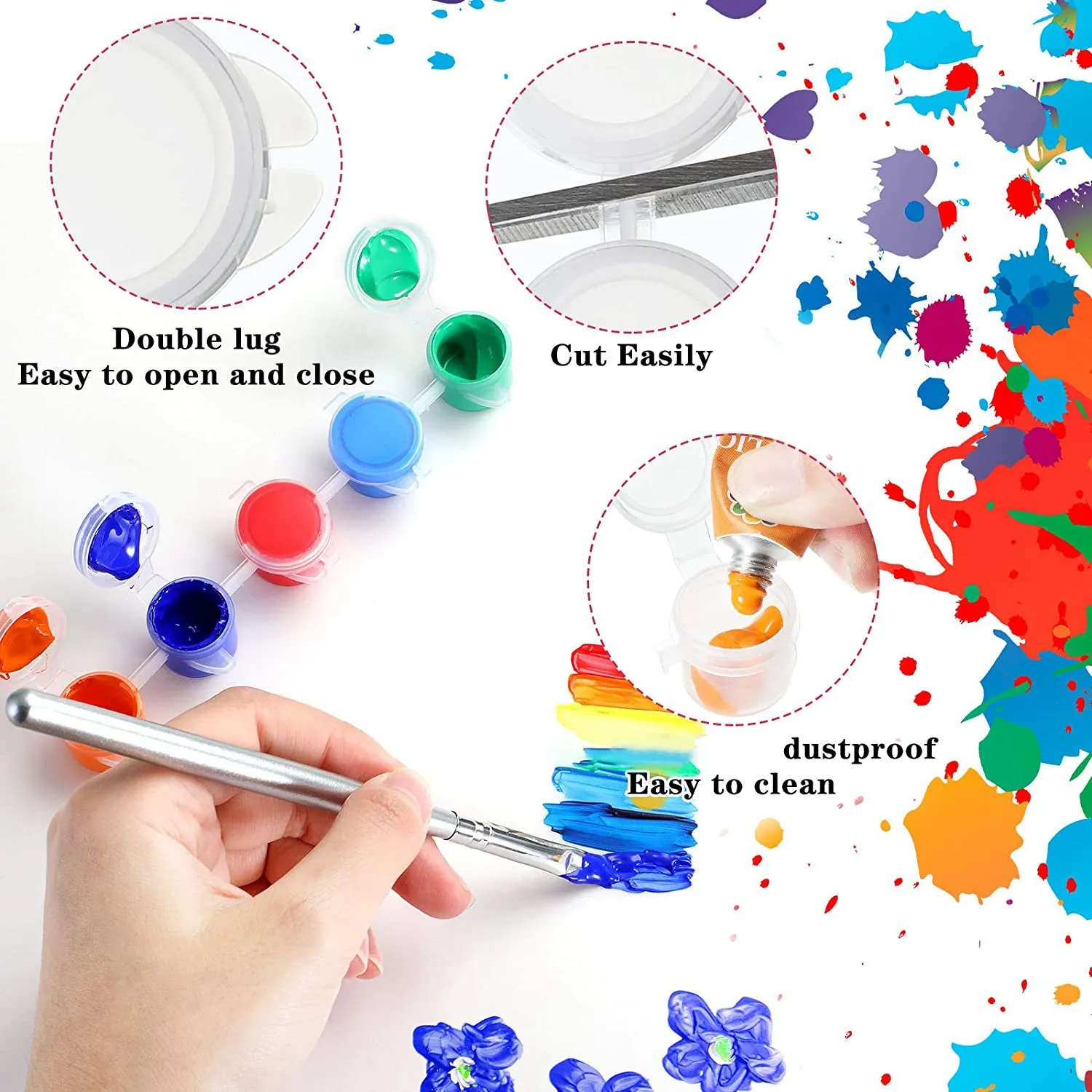 Imagem -02 - Recipientes de Armazenamento de Plástico Claro Tiras de Tinta Vazias Copo de Pintura Suprimentos de Artesanato de Pintura 100 Tiras 600 Potes ml 0.1 oz