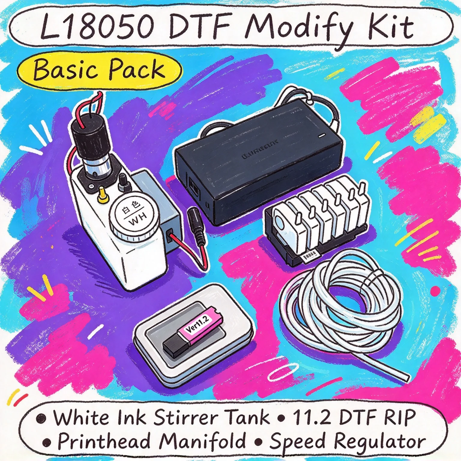DTF Modify Conversion Kit DTF RIP 11.5 Printhead Manifold Speed Regulator for Epson L18050 L18100 Modification Accessories