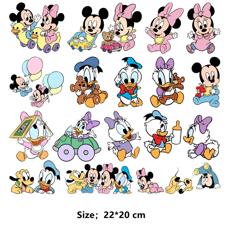 Disney baby mickey and minnie clothes stickers Iron-on transfers for clothing DIY children custom patch