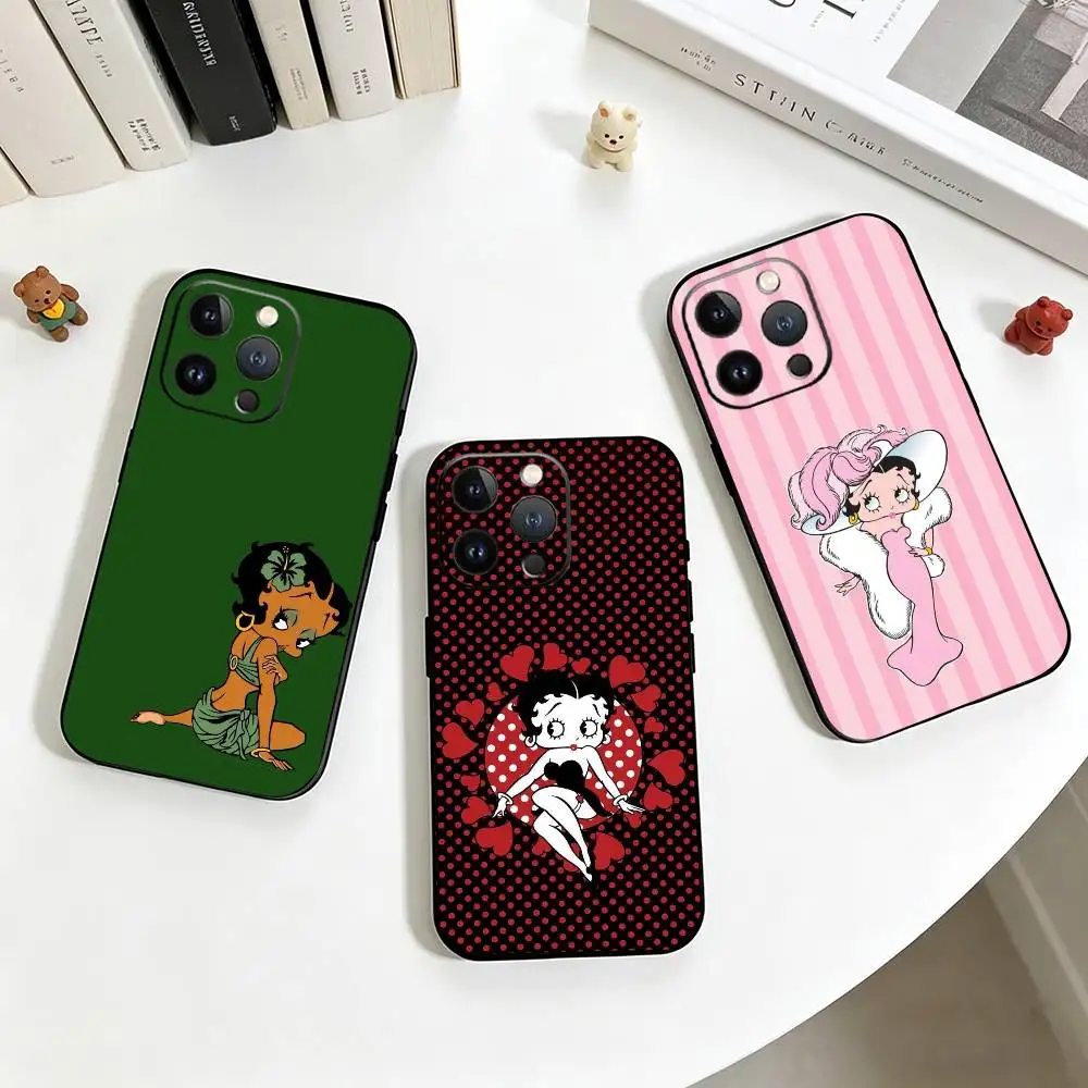 

Vintage Cartoon Betty Boop Phone Case Silicone Soft For IPhone 17 16 15 14 13 12 11 X XR Plus Pro Max Plus