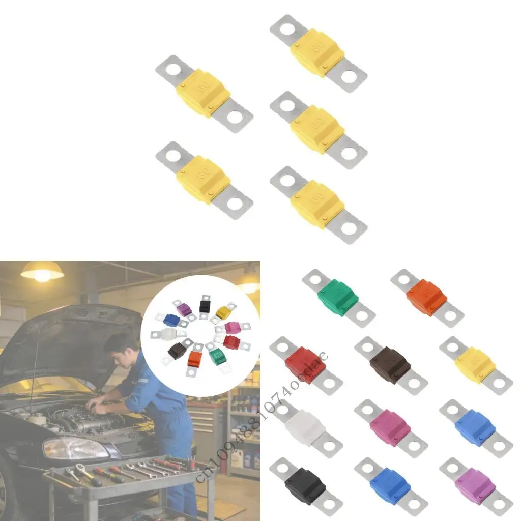 5Pcs Flat Fuses Strips Copper Flat Fuses Blade Suitable for Various Vehicl 
