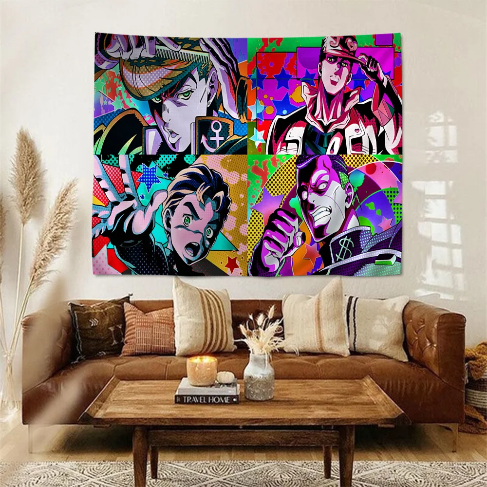 JoJo Bizarre Tapestry Anime Tapestry Hanging Tarot Hippie Wall Rugs Dorm Wall Hanging Sheets