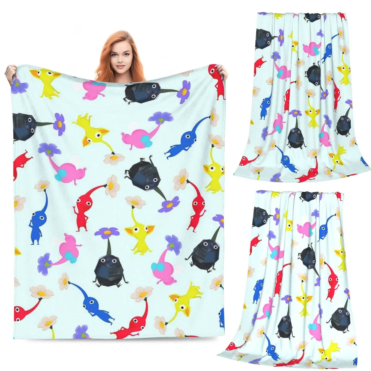 

Pikmin Blanket Fleece Sofa Throw Blanket Multi-function Throw Blankets for Couch Bedding Travel Throws Bedspread Quilt