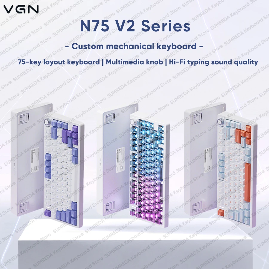 VGN N75 V2 Wireless Gaming Mechanical Keyboard 75% Layout Gasket Structure Hot Swap RGB BT 2.4G Wired Gaming Office Keyboard