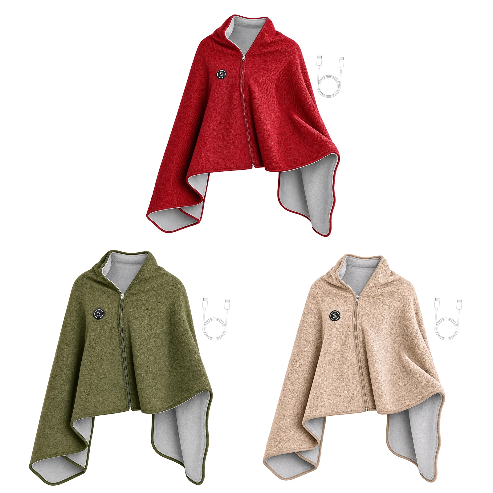 USB Electric Heating Shawl Blanket Soft Rabbit Hair 3 Temperature Timer 59x31 inch Winter Warm Wrap for Office Nap Home Use Grey