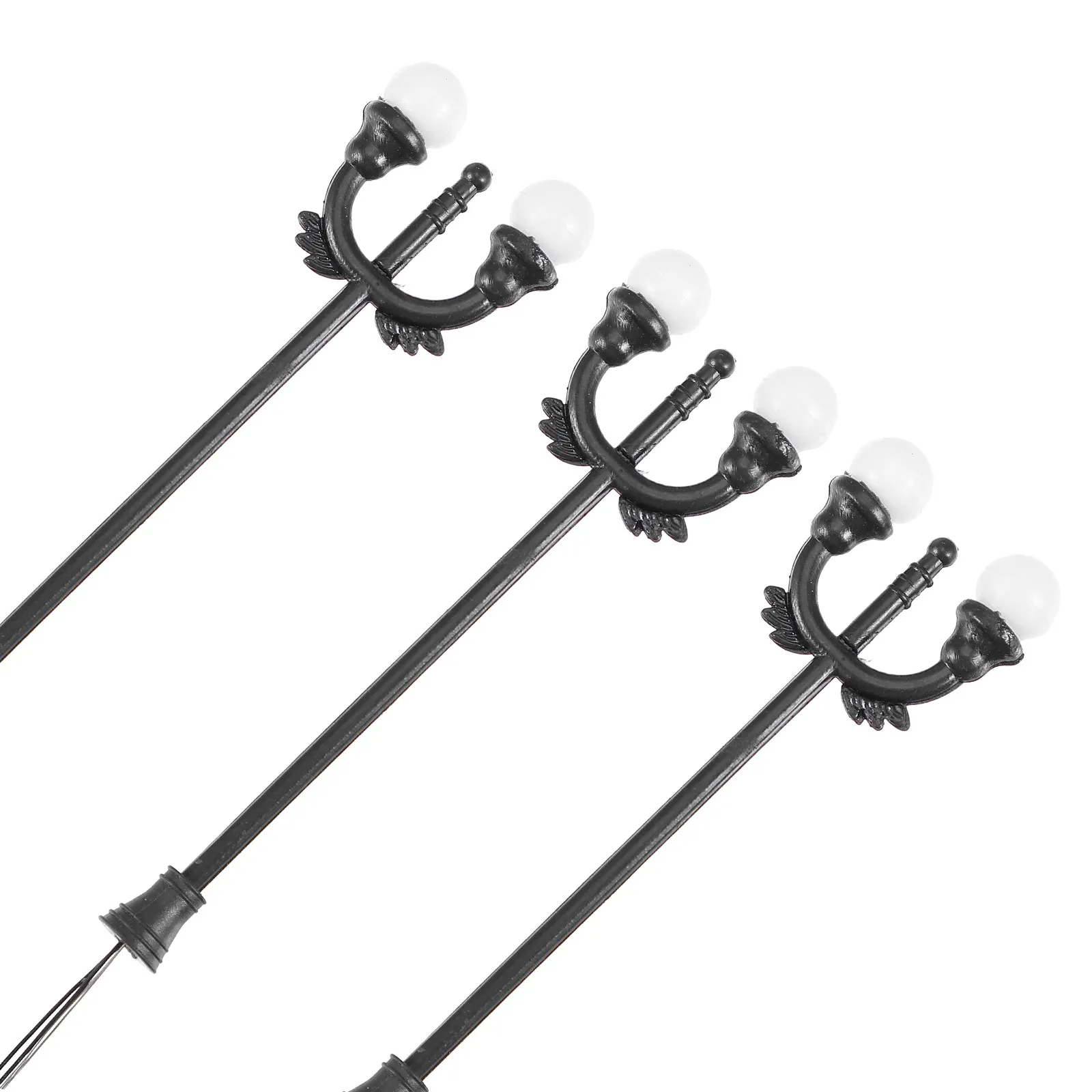 3Pcs Premium Plastic Mini Street Lamp Set for Sand Table Landscaping DIY Decoration European Style Garden Lamp Retro Design