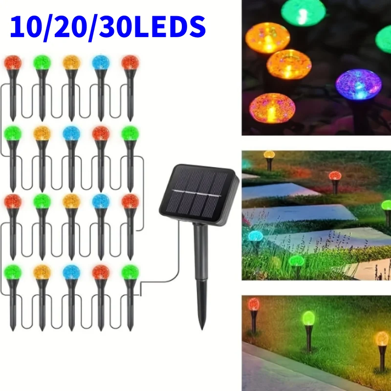 

10-30 светодиодов, солнечные шаровые газонные фонари, водонепроницаемые солнечные гирлянды для уличного сада, патио, украшение для освещения тропы