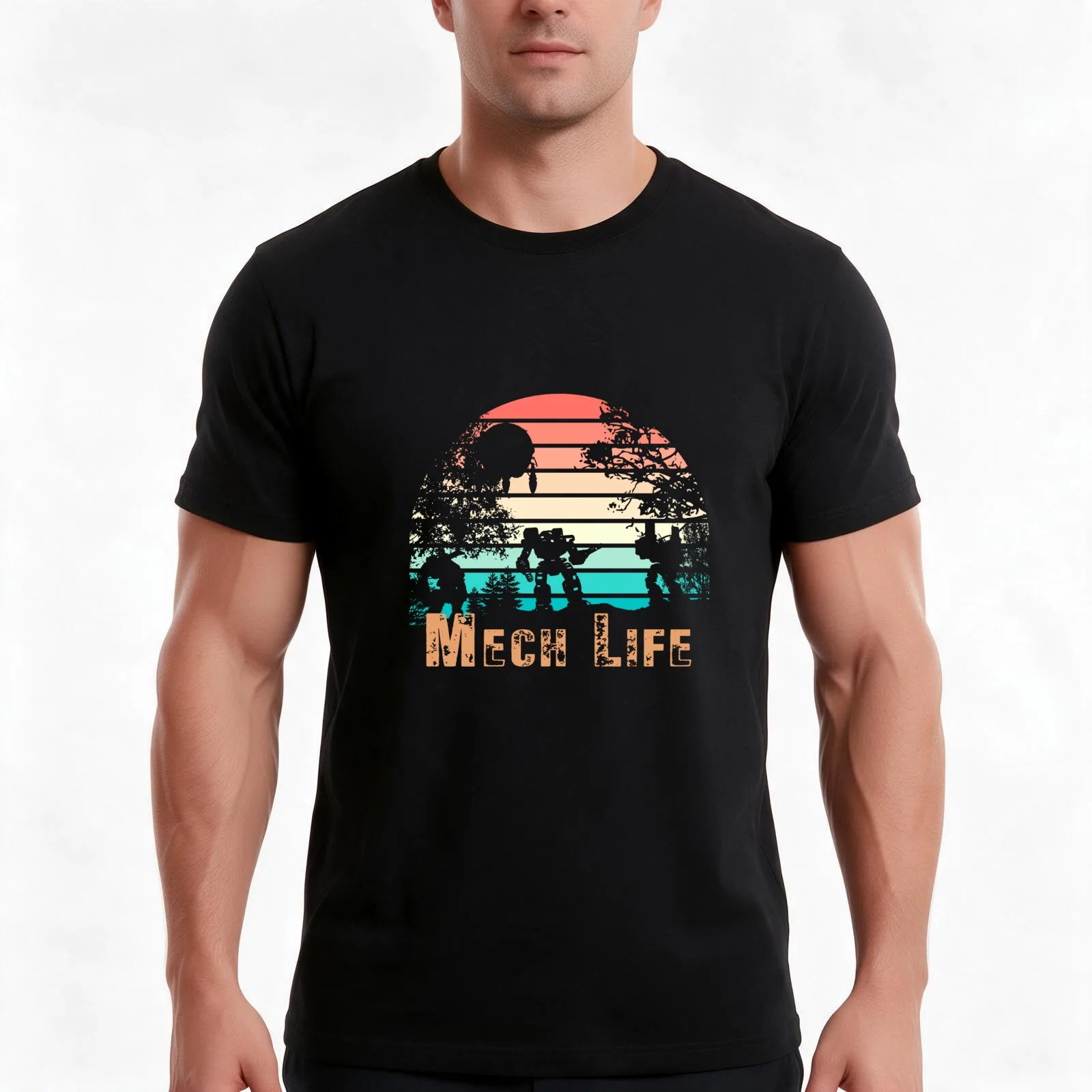 BattleTech shirt, Mech Life T-Shirt, Summer Casual Cotton Tee, Oversized Streetwear Tops, Vintage Graphic Print, 100% Cotton