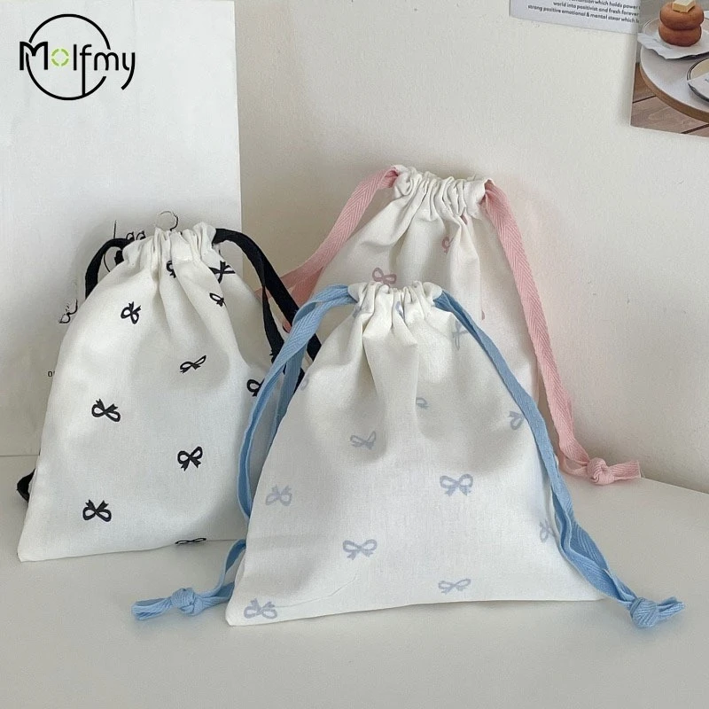 2 قطعة حقيبة تسوق قابلة للطي Bowknot طباعة أدوات الزينة حقائب مكياج لطيف السفر العناية بالبشرة الرباط تخزين الملابس الداخلية حقيبة الملابس #2