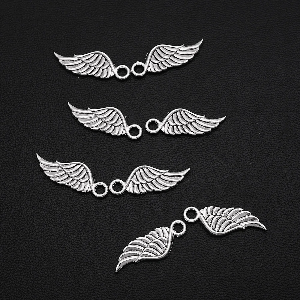 30pcs/lot--8x21mm Mini Angle Fairy Winged Wing Charms Pendants For Diy Jewelry Making Supplies Accessories Wholesale Bulk Items