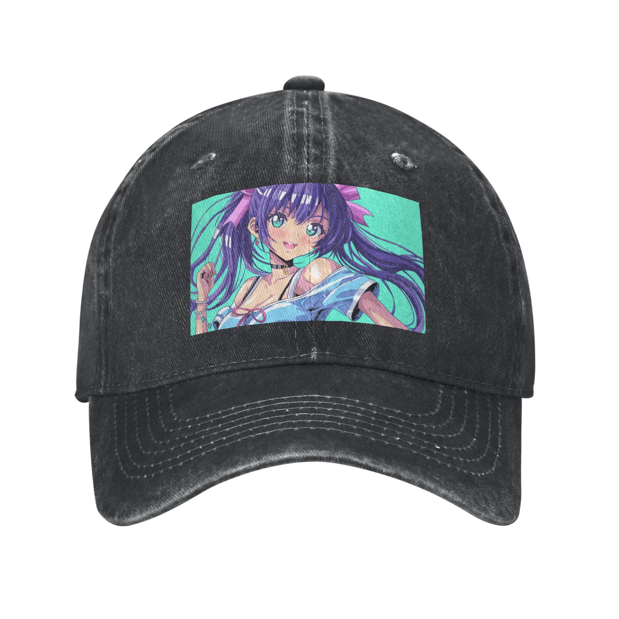 Cheerful Anime Girl Dancing   Cute Double Ponytail Character Fashion Baseball Cap  Comfortable Man Hat  Outdoor Concert Man Hat