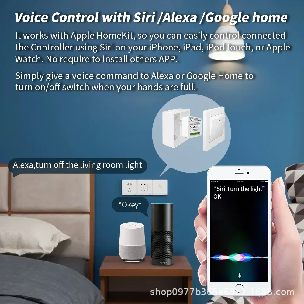 16A Mini interruptor inteligente Wifi DIY módulo de interruptores de luz Control de vía, módulo Universal de hogar inteligente funciona con Tuya Alexa Google Home