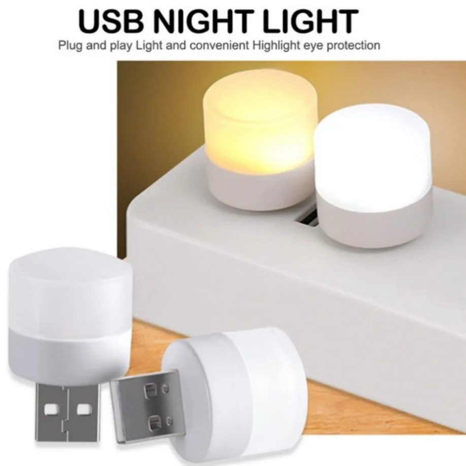 10 Pieces USB Night Light Warm White LED Plug-In Light Bulb Portable Home Environment Light Energy-Saving Reading Night Light