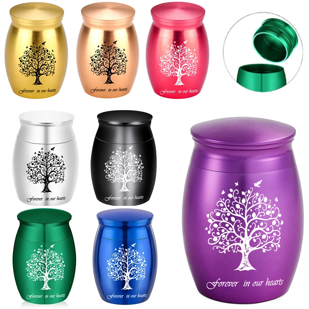 Small Urns for Human Ashes Keepsake Tree of Life Aluminum Alloy Memorial Mini Cremation Urn for Women Men Decorative Funeral Urn