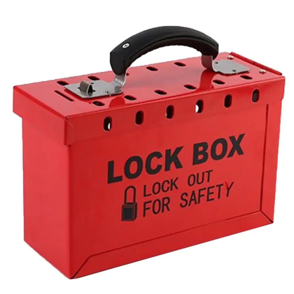 Lockout Tagout Lock Box, Latch Tight Portable Group Lock Box for Up to 12 Padlocks