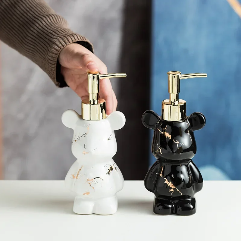 

Electroplated Bear Ceramic Lotion Bottle Hand Sanitizer Bottles Bathroom Supplies Bath Gel Bottle Shampoo Bottles Soap Dispenser